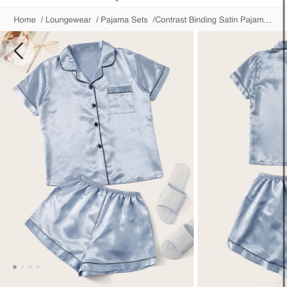 Blue Satin Pajama Set